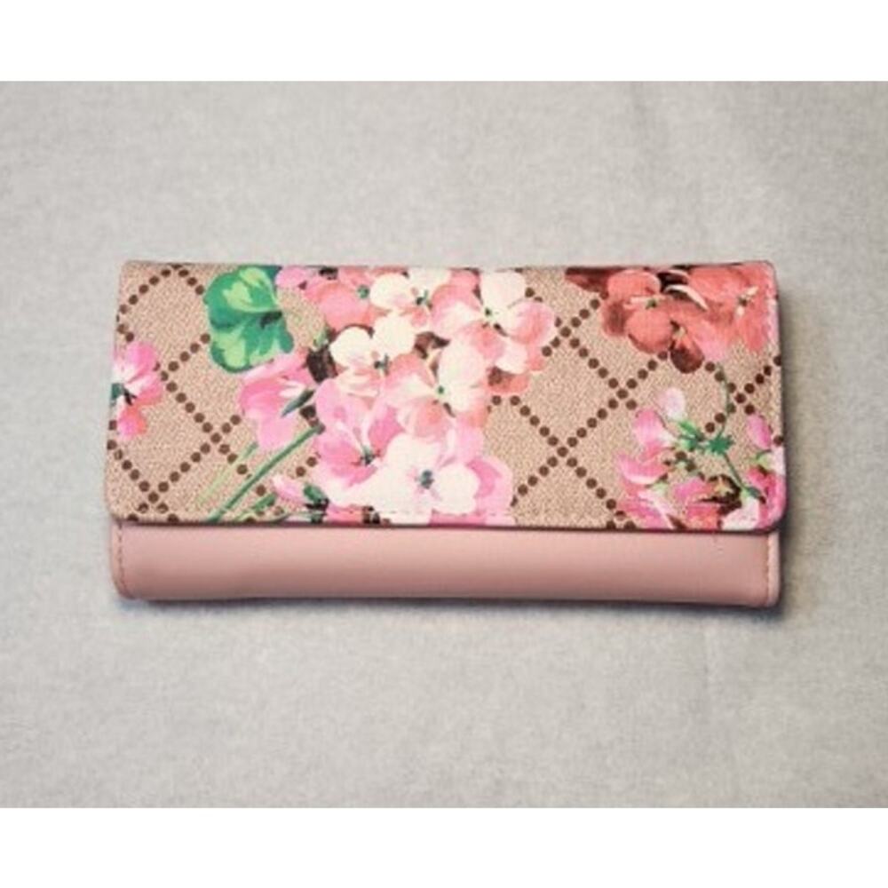 AR New York Clutch Wallet Wristlet Snap Close Pink Tan Floral Medium New